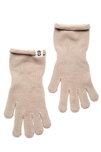 KNITAS Lange Handgelenkhandschuhe Gestrickt aus Baumwolle für Kinder I Einlagige Fingerhandschuhe für Jungen und Mädchen 2-4 Jahre I Bequeme weiche Handschuhe in der Farbe Beige - Größe 4-5 von KNITAS