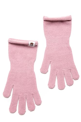 KNITAS Lange Handgelenkhandschuhe Gestrickt aus Baumwolle für Kinder I Einlagige Fingerhandschuhe für Jungen und Mädchen 2-4 Jahre I Bequeme weiche Handschuhe in der Farbe Rosa - Größe 4-5 von KNITAS