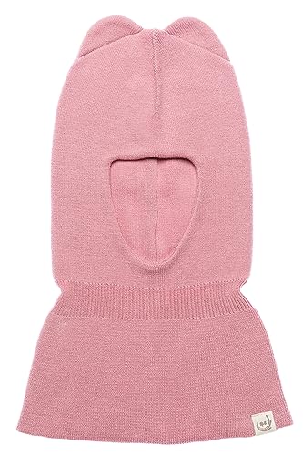 KNITAS Schlupfmütze Schalmützen aus Baumwolle für Baby Kinder I Winter Warme Gestrickte Sturmhaube Balaclava für Jungen und Mädchen 3-12 Monate I Doppellagiger Mütze in der Farbe Rosa - Größe 40-44cm von KNITAS