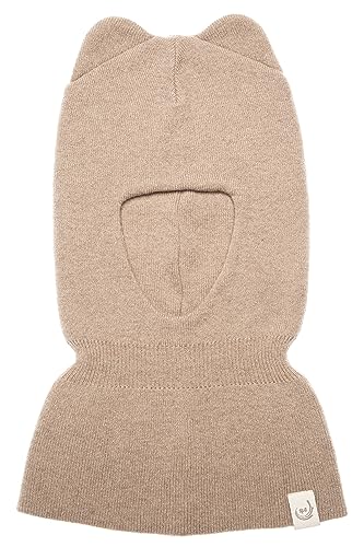 KNITAS Schlupfmütze Schalmützen aus Wolle für Baby Kinder I Winter Warme Gestrickte Sturmhaube Balaclava für Jungen und Mädchen 3-12 Monate I Doppellagiger Mütze in der Farbe Beige - Größe 40-44cm von KNITAS