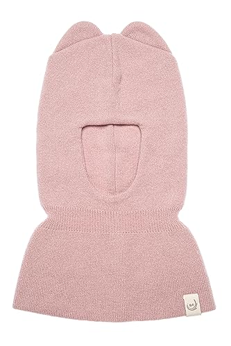 KNITAS Schlupfmütze Schalmützen aus Wolle für Baby Kinder I Winter Warme Gestrickte Sturmhaube Balaclava für Jungen und Mädchen 3-12 Monate I Doppellagiger Mütze in der Farbe Rosa - Größe 40-44cm von KNITAS