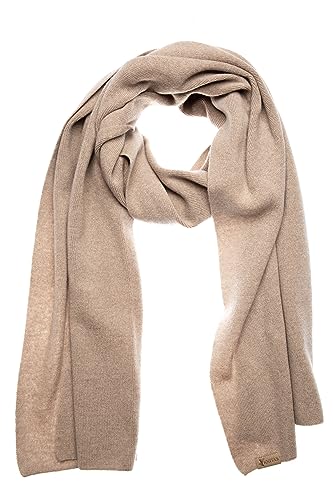 KNITAS Strickschal aus Merino und Kaschmirwolle für Damen Herren I Warme Gestrickte Herbst Winterschal I Bequeme Superweiche Schal in der Farbe Beige - Größe 180x40cm von KNITAS