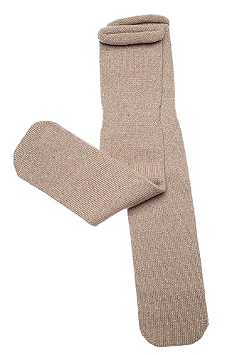 KNITAS Stricksocken aus Merinowolle I Warme Wollsocken für Damen Herren Jugend I Socken ohne Feste Fersein, für Schlafen - in der Farbe Beige - Größe 36-38cm von KNITAS