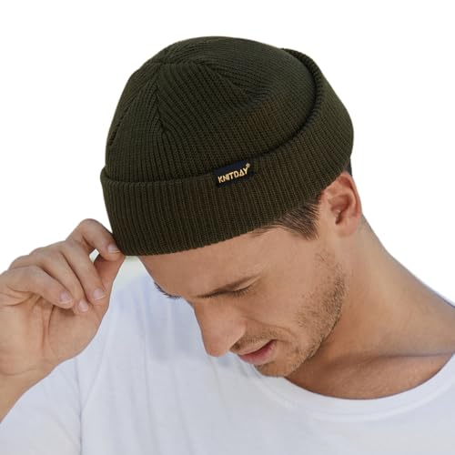 KNITDAY Fisherman Beanie Trawler Sailor Skullcap Knit Short Hat Unisex, Oliv/Blatt für mich (Leaf It to Me), M/Einheitsgröße von KNITDAY