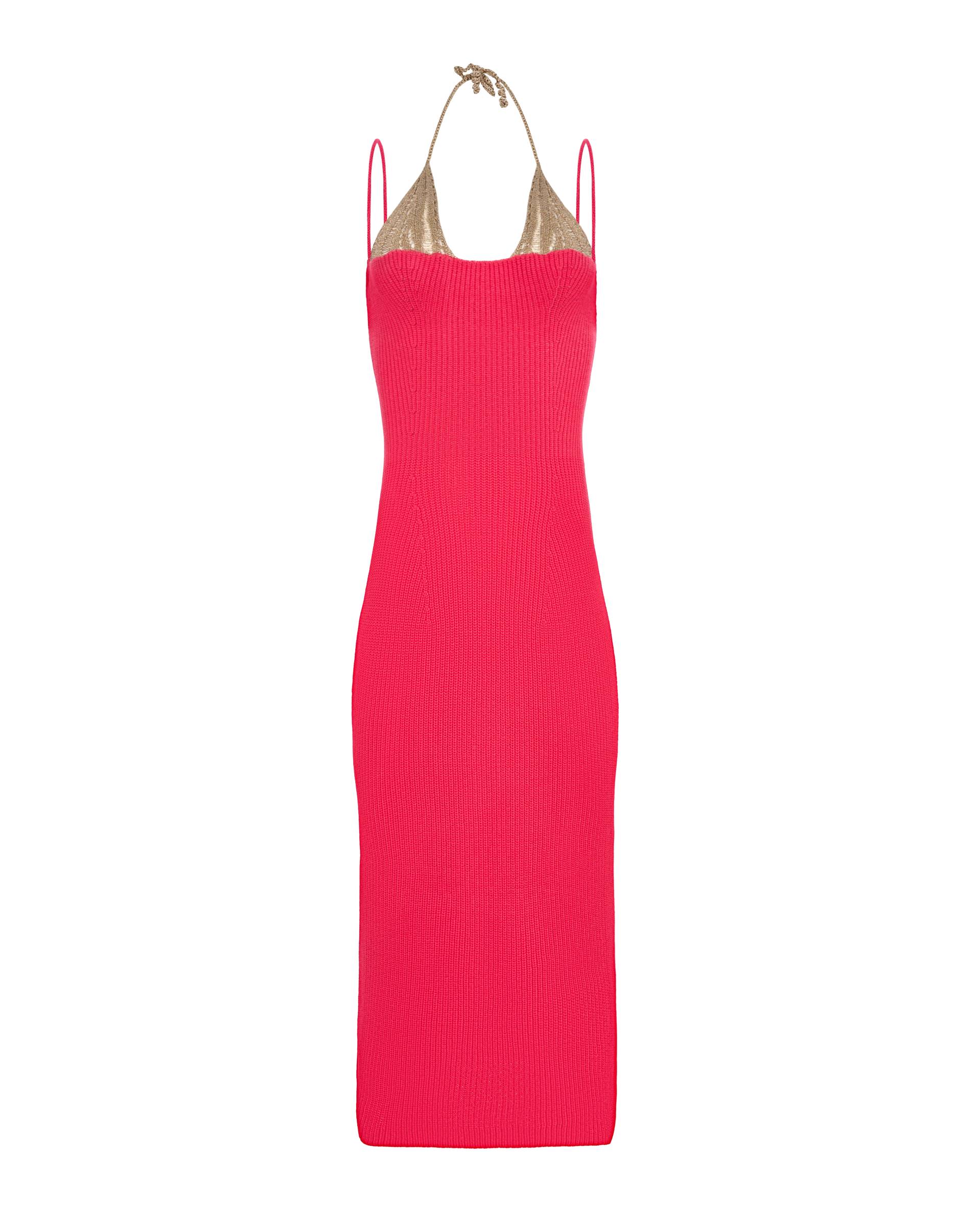 Brink pink dress - Pink - XS - KNITEL - Midi dresses von KNITEL