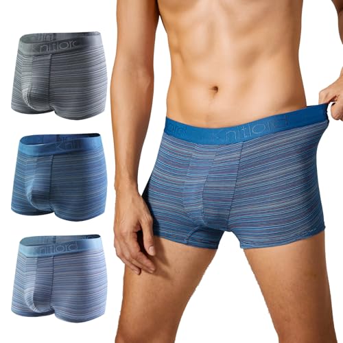 KNITLORD Boxershorts Herren Bambusfaser Unterhosen Weiche Atmungsaktive Männer Unterwäsche Gestreift Men Boxer Shorts Bunt 3er Pack M von KNITLORD