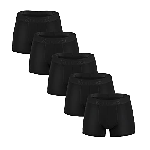KNITLORD Herren Bambus Boxershorts, Ultra-weich und atmungsaktiv Männer Unterhosen, Boxershorts Schwarz 5er Pack (XL) von KNITLORD