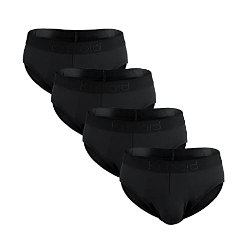 KNITLORD Herren Unterhosen Slip aus Bambus Atmungsaktiv Weich Herren-Slips Schwarz 4er Pack (XL) von KNITLORD