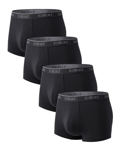 KNITLORD Unterhosen Männer Micro Modal Boxershorts Herren Atmungsaktiv Weich Mikrofaser Unterwäsche Men Schwarz 4er Pack, M von KNITLORD