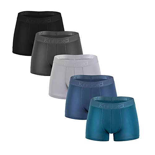 KNITLORD Herren Unterwäsche, bequem, Bambus-Boxershorts, Herren, weich und atmungsaktiv, Boxershorts, Einfarbig, 5 Stück, 2XL von KNITLORD