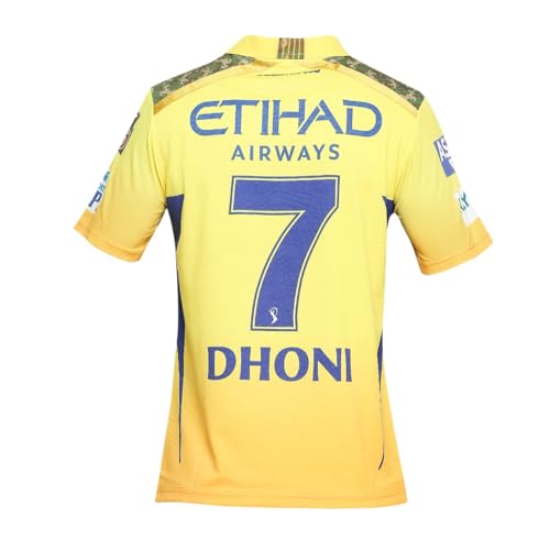 KNK Cricket IPL Jersey CSK Half Sleeve with DHONI 7 Supporter Jersey T-Shirt 2024/25, Halbarm Dhoni 7, 26 KNK Cricket IPL Jersey CSK Half Sleeve with DHONI 7 Supporter Jersey T-Shirt 2024/25, Halbarm Dhoni 7, 26 von KNK