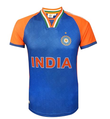 KNK Cricket Indien Trikot T20 WC 2024 Fan Fan Fan T-Shirt Cricket Team Uniform Kinder bis Erwachsene, einfarbig, 44 von KNK