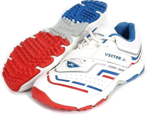 KNK Vector Striker Pro Cricketschuhe - Indoor & Outdoor Gummi Spike Sportschuhe für Cricket & Hockey - Leicht mit Mittelfußstütze, gepolstertem Knöchelkragen & strapazierfähigem PU-Obermaterial KNK Vector Striker Pro Cricketschuhe - Indoor & Outdoor Gummi Spike Sportschuhe für Cricket & Hockey - Leicht mit Mittelfußstütze, gepolstertem Knöchelkragen & strapazierfähigem PU-Obermaterial von KNK