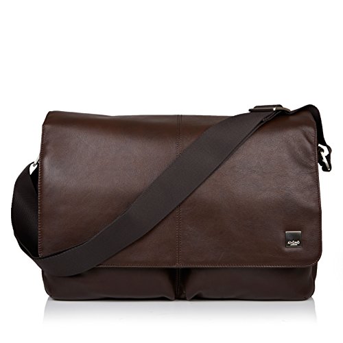 KNOMO Kobe Leder 16 Zoll Laptop Messenger Bag Professionelle Leder Umhängetasche für Damen und Herren Braun von KNOMO