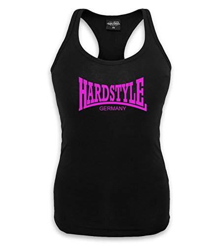 Damen Tank Top Hardstyle Germany Gabber Girlie Lady Shirt (XL, Schwarz/Neonpink) von KNOW-MORE-STYLEZ