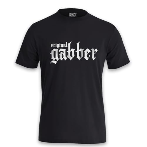 KNOW-MORE-STYLEZ Hardcore T-Shirt Original Gabber (DE/NL/SE/PL, Alphanumerisch, M, Regular, Regular, Schwarz) von KNOW-MORE-STYLEZ