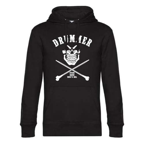 KNOW-MORE-STYLEZ Hooded Drummer Punk Metal Rock Sweatshirt Kapuzenpulli Pulli Hoodie SHLAGZEUG Schlagzeuger (XS) von KNOW-MORE-STYLEZ