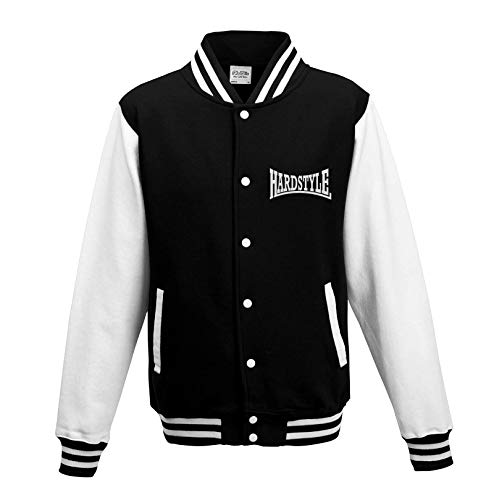 KNOW-MORE-STYLEZ College Sweatjacke Hardstyle Logo (M, Schwarz/Weiss) von KNOW-MORE-STYLEZ