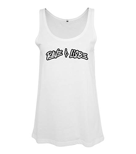 KNOW-MORE-STYLEZ Damen Top Rave und Liebe Curved (XS, Weiss) von KNOW-MORE-STYLEZ