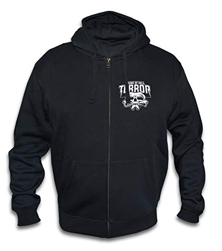 KNOW-MORE-STYLEZ Gabber Sweatjacke Terror Sound of Hell mit Kapuze (S) von KNOW-MORE-STYLEZ