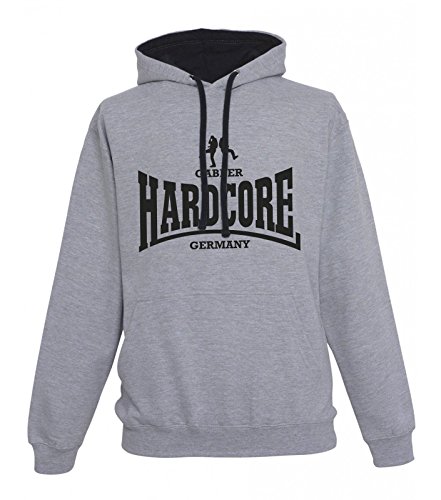 KNOW-MORE-STYLEZ Hooded Hardcore Gabber Germany College Varsity Kapuzenpulli Pulli Hoodie (S, Sportsgrey/Black) von KNOW-MORE-STYLEZ