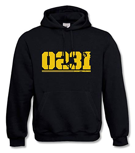 KNOW-MORE-STYLEZ Hooded Sweatshirt Dortmund 0231 Font (XL) von KNOW-MORE-STYLEZ