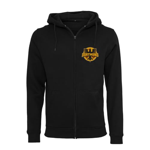 KNOW-MORE-STYLEZ Sweatjacke Zipper Dortmund Logo Round mit Kapuze (DE/NL/SE/PL, Alphanumerisch, M, Regular, Regular, Schwarz) von KNOW-MORE-STYLEZ