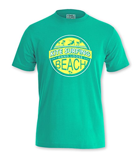 T-Shirt Kite Beach Shirt Kiten Kitesurfen Kiteboarden Surfen Surfing Sun Palme (L, TÜRKIS) von KNOW-MORE-STYLEZ