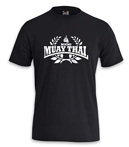 KNOW-MORE-STYLEZ T-Shirt Muay Thai Boxing (L, Schwarz/Weiss) von KNOW-MORE-STYLEZ