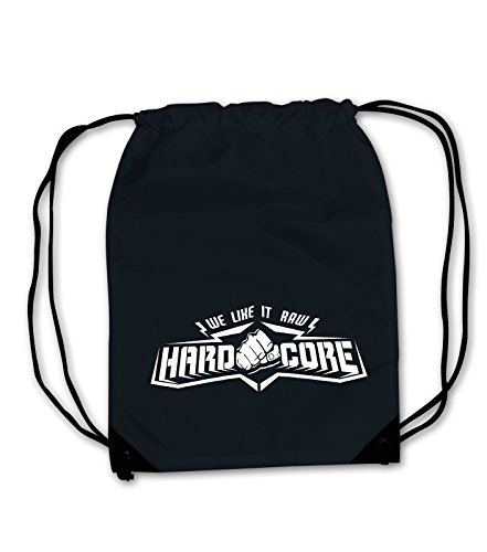 Turnbeutel Hardcore - WE Like IT RAW Gabba Unisex Beutel Rucksack Bag (Schwarz) von KNOW-MORE-STYLEZ
