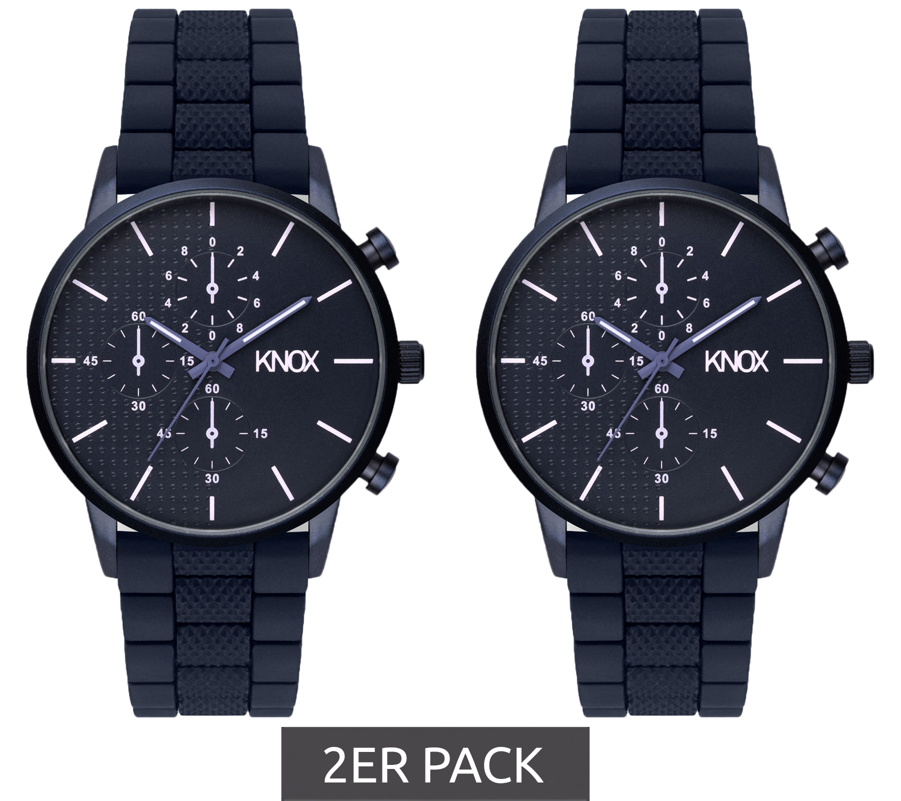 2er Sparpack KNOX Herren Armband-Uhr analoge Quarz-Uhr mit Silikon-Armband 41mm KNOX01 Navy 2er Sparpack KNOX Herren Armband-Uhr analoge Quarz-Uhr mit Silikon-Armband 41mm KNOX01 Navy von KNOX