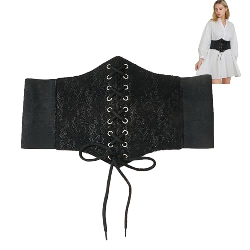 KOAHDE Damen Spitze Leader Taillengürtel,Damen Spitze Cinch Gürtel,Spitze Korsettgürtel Damen,Spitze Leader Korset Gürtel,Damen Steampunk Gürtel,Korsett Lace Up Taillengürtel,Breiter Bund Halloween von KOAHDE