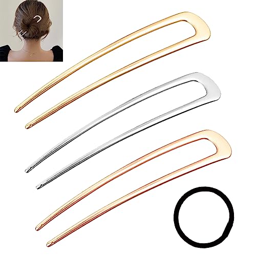 Metall U-förmige Haarnadel,French Pin,U-förmige Haarclips,U-förmige Haarnadeln,Metall Vintage Haarnadel Gabel Sticks,2 Zinken Updo Frisur Chignon Pins Hair Styling Zubehör für Frauen Mädchen Dame von KOAHDE