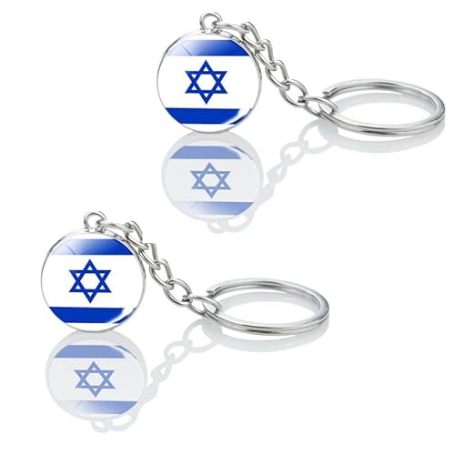 KOAVAE 2PCS israelische Flagge Schlüsselanhänger, 3D doppelseitiger Schlüsselring Rucksack hängen, Kuppel Glas Schmuck Souvenir Geschenk für Männer Frauen KOAVAE 2PCS israelische Flagge Schlüsselanhänger, 3D doppelseitiger Schlüsselring Rucksack hängen, Kuppel Glas Schmuck Souvenir Geschenk für Männer Frauen von KOAVAE