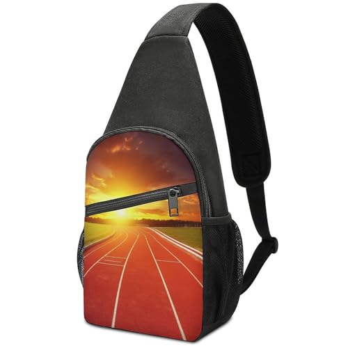 KOAYUBFC Crossbody-Tasche für Damen und Herren, Brusttasche, Tagesrucksack, Crossbody, Laufstrecke, Sonnenuntergang, Outdoor-Sport, Brusttasche, geeignet zum Wandern, Laufen, Radfahren und Einkaufen KOAYUBFC Crossbody-Tasche für Damen und Herren, Brusttasche, Tagesrucksack, Crossbody, Laufstrecke, Sonnenuntergang, Outdoor-Sport, Brusttasche, geeignet zum Wandern, Laufen, Radfahren und Einkaufen von KOAYUBFC