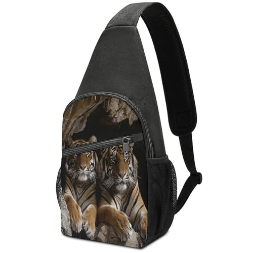 KOAYUBFC Crossbody-Tasche für Damen und Herren, Brusttasche, Tagesrucksack, Crossbody, Tiger in Höhle, Outdoor-Sport, Brusttasche, geeignet zum Wandern, Laufen, Radfahren und Einkaufen KOAYUBFC Crossbody-Tasche für Damen und Herren, Brusttasche, Tagesrucksack, Crossbody, Tiger in Höhle, Outdoor-Sport, Brusttasche, geeignet zum Wandern, Laufen, Radfahren und Einkaufen von KOAYUBFC