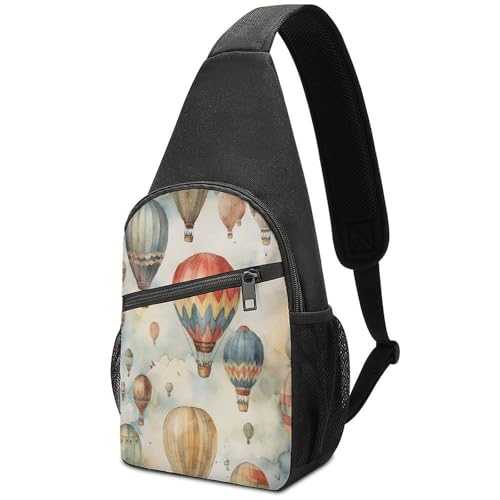 KOAYUBFC Crossbody-Tasche für Damen und Herren, Brusttasche, Tagesrucksack, Crossbody, Wasserfarben, Heißluftballon, Outdoor-Sport, Brusttasche, geeignet zum Wandern, Laufen, Radfahren und Einkaufen KOAYUBFC Crossbody-Tasche für Damen und Herren, Brusttasche, Tagesrucksack, Crossbody, Wasserfarben, Heißluftballon, Outdoor-Sport, Brusttasche, geeignet zum Wandern, Laufen, Radfahren und Einkaufen von KOAYUBFC