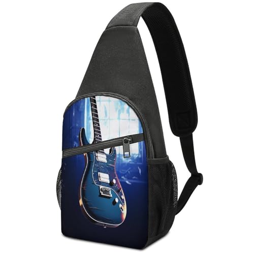 KOAYUBFC Crossbody-Tasche für Damen und Herren, Brusttasche, Tagesrucksack, Crossbody, blaue Gitarre, Outdoor-Sport, Brusttasche, geeignet zum Wandern, Laufen, Radfahren und Einkaufen KOAYUBFC Crossbody-Tasche für Damen und Herren, Brusttasche, Tagesrucksack, Crossbody, blaue Gitarre, Outdoor-Sport, Brusttasche, geeignet zum Wandern, Laufen, Radfahren und Einkaufen von KOAYUBFC