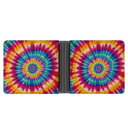 KOAYUBFC Schlanke Brieftasche, kompakt, Bifold-Geldbörse, Batik-Muster, Ledergeldbörsen, minimalistische Geldbörsen für Herren, mit Kreditkartenfach, Münzfach, Ausweisfenster, Unisex von KOAYUBFC