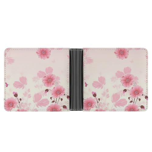 KOAYUBFC Schlanke Brieftasche, kompakt, faltbar, Blumenmuster, Ledergeldbörse, minimalistische Brieftaschen für Herren, mit Kreditkartenfach, Münzfach, Ausweisfenster, Unisex von KOAYUBFC