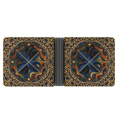 KOAYUBFC Schlanke Brieftasche, kompakte, faltbare Geldbörse, symmetrische Geometrie, Ledergeldbörsen, minimalistische Brieftaschen für Herren, mit Kreditkartenfach, Münzfach, Ausweisfenster, Unisex von KOAYUBFC