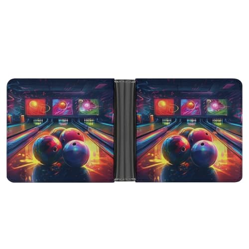 KOAYUBFC Schlanke Brieftasche, kompakte Faltbörse, Bowlingbälle, Ledergeldbörsen, minimalistische Geldbörsen für Herren, mit Kreditkartenfach, Münzfach, Ausweisfenster, Unisex von KOAYUBFC