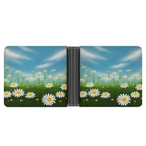 KOAYUBFC Schlanke Geldbörse, kompakt, faltbar, Frühlings-Gänseblümchen, Ledergeldbörsen, minimalistische Geldbörsen für Herren, mit Kreditkartenfach, Münzfach, Ausweisfenster, Unisex von KOAYUBFC