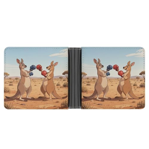 KOAYUBFC Schlanke Geldbörse, kompakt, faltbar, Kängurus, That Box, Ledergeldbörsen, minimalistische Geldbörsen für Herren, mit Kreditkartenfach, Leder-Münzschlitz, Ausweisfenster, Unisex von KOAYUBFC