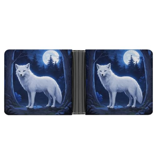 KOAYUBFC Schlanke Geldbörse, kompakt, faltbar, Motiv: Arctic Fox, Ledergeldbörsen, minimalistische Geldbörsen für Herren, mit Kreditkartenfach, Leder-Münzschlitz, Ausweisfenster, Unisex von KOAYUBFC