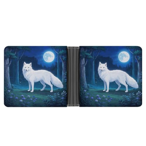 KOAYUBFC Schlanke Geldbörse, kompakt, faltbar, Motiv: Arctic Fox, Ledergeldbörsen, minimalistische Geldbörsen für Herren, mit Kreditkartenfach, Leder-Münzschlitz, Ausweisfenster, Unisex von KOAYUBFC