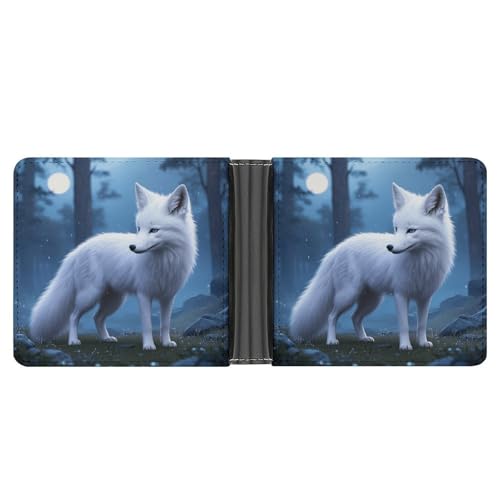 KOAYUBFC Schlanke Geldbörse, kompakt, faltbar, Motiv: Arctic Fox, Ledergeldbörsen, minimalistische Geldbörsen für Herren, mit Kreditkartenfach, Leder-Münzschlitz, Ausweisfenster, Unisex von KOAYUBFC