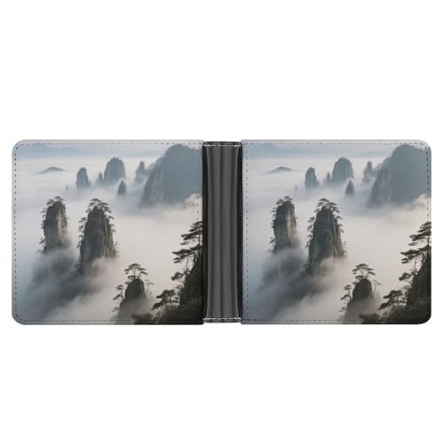 KOAYUBFC Slim Wallet Compact Bifold Wallet The Sea of Clouds in Zhangjiajie Leather Wallets,Minimalist Wallets for Men with Credit Card Holder Leather Coin Slot ID Window Unisex von KOAYUBFC