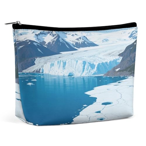 Wasserdichte Reise-Make-up-Tasche, Organizer, PU-Leder, Alaska-Gletscher-Fjord-Kosmetiktasche, kleine Kulturtasche, niedlich, tragbare Reißverschlusstasche für Damen und Herren, Reisezubehör Wasserdichte Reise-Make-up-Tasche, Organizer, PU-Leder, Alaska-Gletscher-Fjord-Kosmetiktasche, kleine Kulturtasche, niedlich, tragbare Reißverschlusstasche für Damen und Herren, Reisezubehör von KOAYUBFC