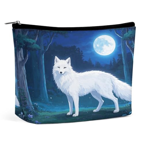 Wasserdichte Reise-Make-up-Tasche, Organizer, PU-Leder, Arctic Fox, Kosmetiktasche, kleiner Kulturbeutel, niedlich, tragbare Reißverschlusstasche für Damen und Herren, Reisezubehör Wasserdichte Reise-Make-up-Tasche, Organizer, PU-Leder, Arctic Fox, Kosmetiktasche, kleiner Kulturbeutel, niedlich, tragbare Reißverschlusstasche für Damen und Herren, Reisezubehör von KOAYUBFC